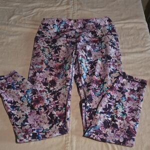 RBX Floral Print Leggings - Purple and Pink